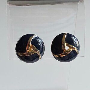 Vintage 2-Toned Enamel Clip-On Earrings